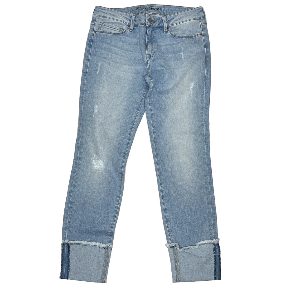 Mavi Jeans Adriana Ankle Skinny Mid Rise Cuffed Light Distressed 30" Waist Sz 27